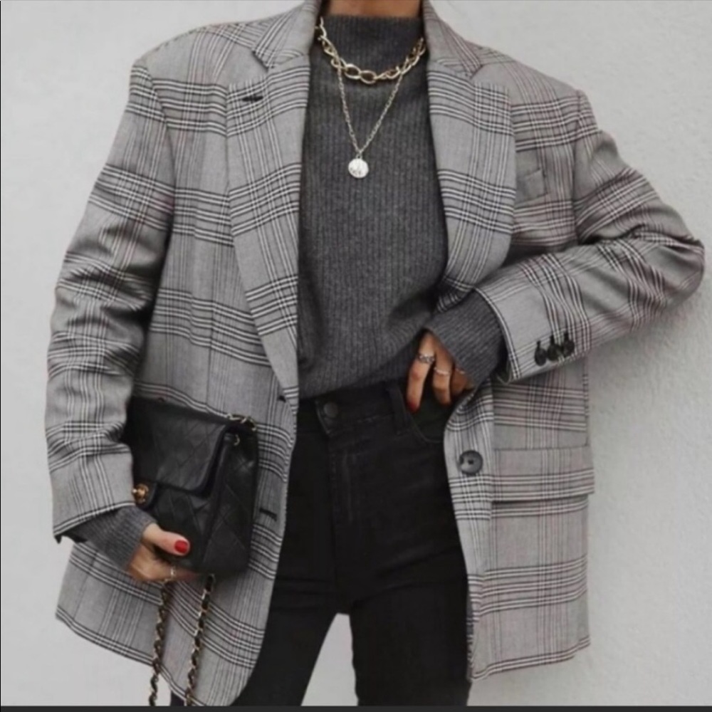 Zara oversized plaid Blazer Sz Med worn Once!